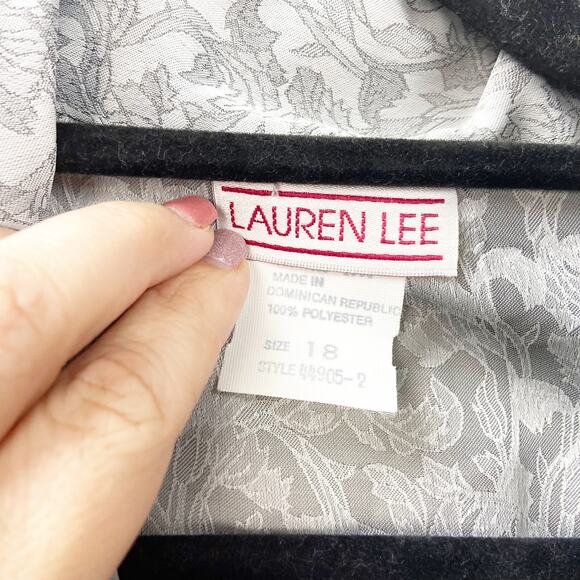 Vintage Lauren Lee 18 Womens Gray Print Button-front Blouse - Picture 3 of 5